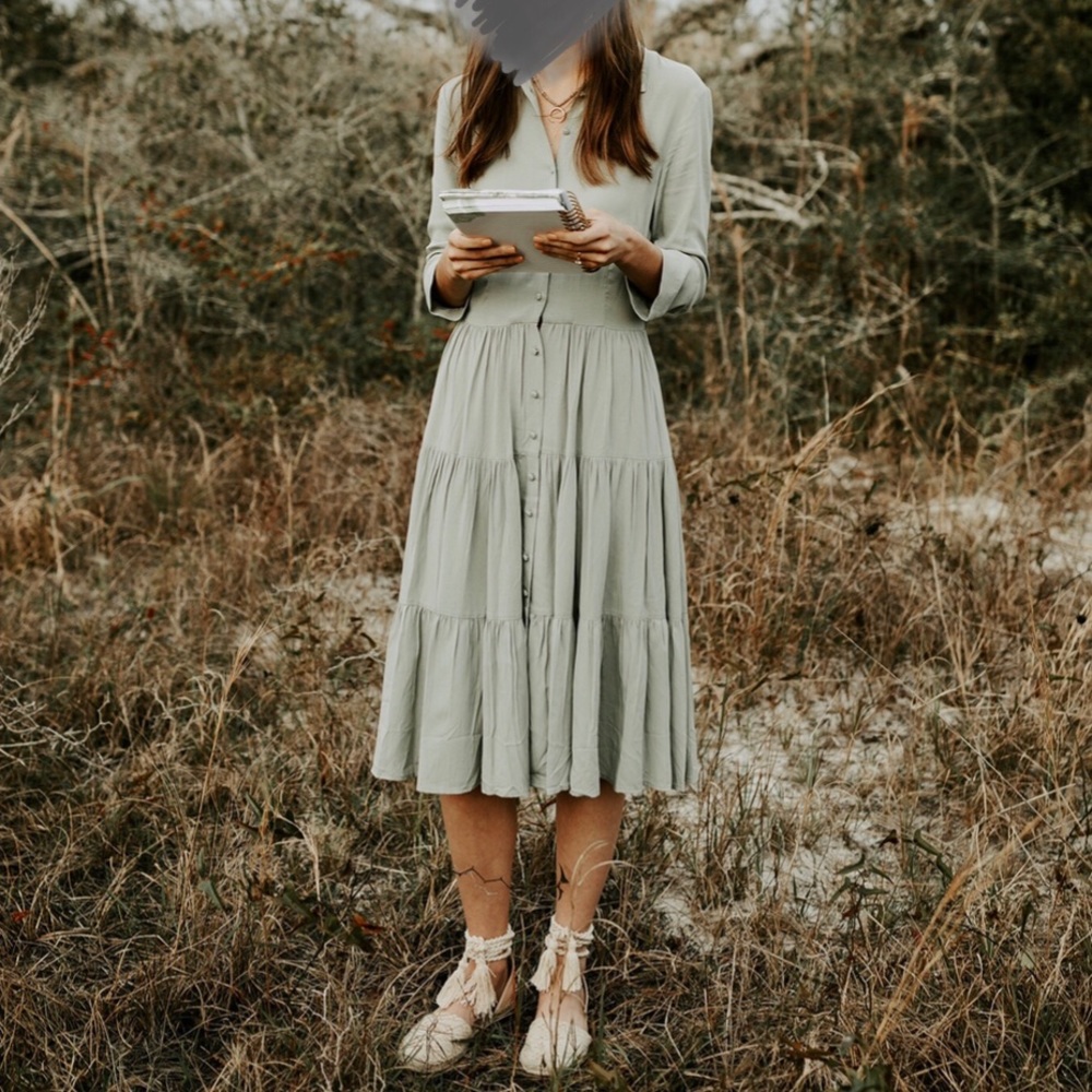 H&M | Sage Green Button Down Dress